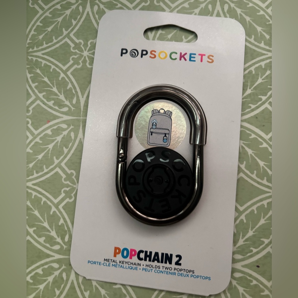 PopSocket PopChain 2 Keychain - Black and Silver
